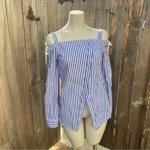 N/ Nicholas Blue Striped Off-Shoulder Women's blouse size 4